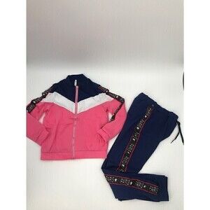 Xiaxuanfeng Color-Block Full-Zip Sweater and Side Print Jogger Pant Set size XL